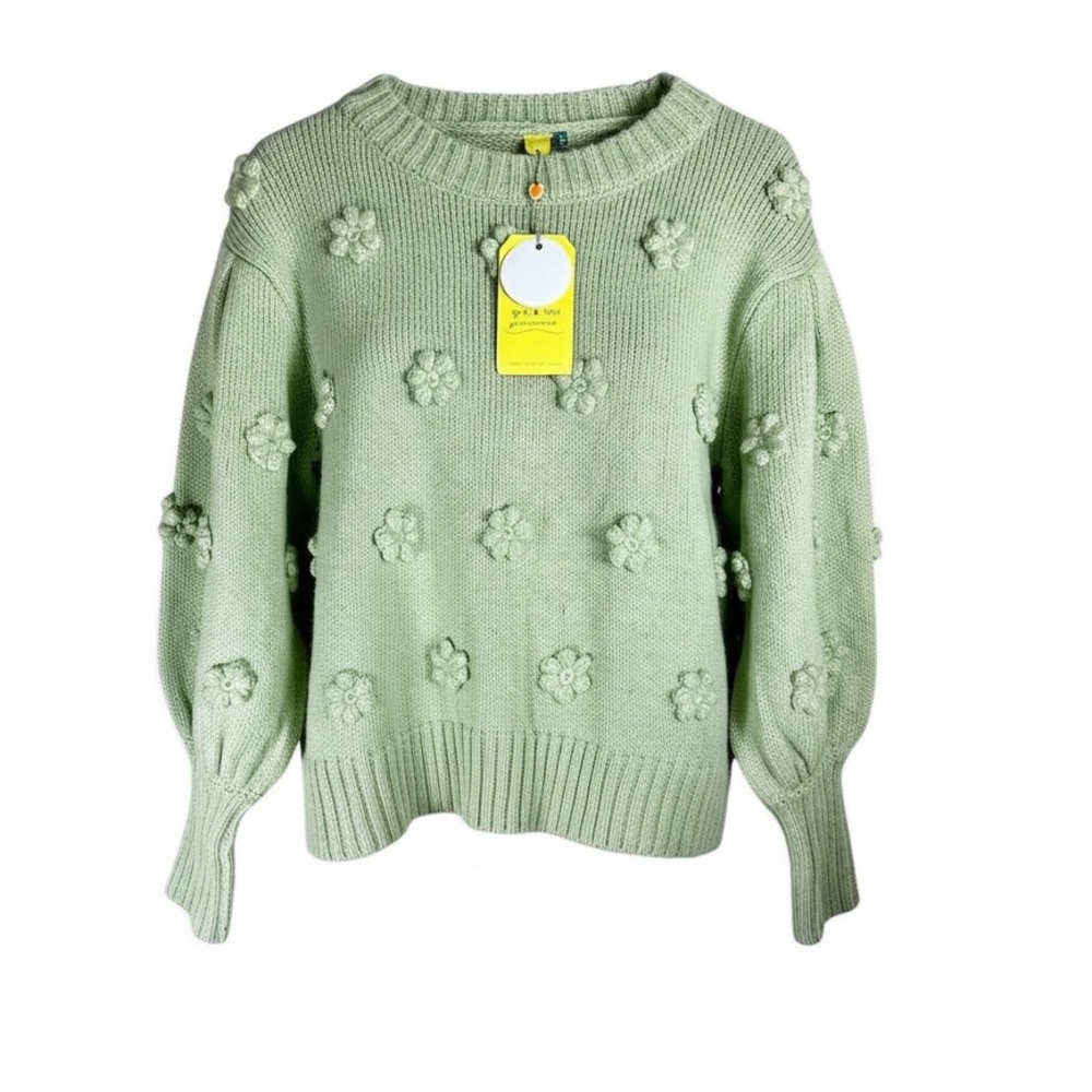NWT FARM Rio Sweater/Cardigan-Verde Salvi Pull Tricot Artesenal Flores - Picture 1 of 11